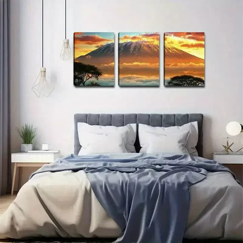 3pcs Sunset & Mountain View Canvas Unframed - High Quality Print 100% Australian Made Wall Canvas