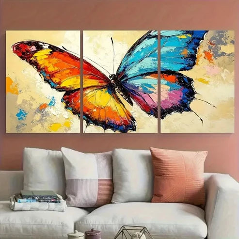 3pcs Abstract Giclee Colorful Butterfly Wall Art Canvas Unframed – High Quality Print 100% Australian Made Wall Canvas - Bella Home Decor