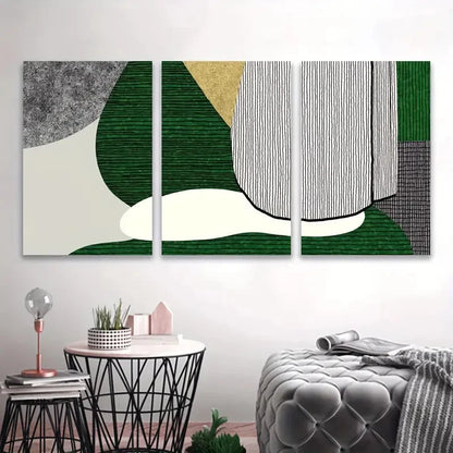 3pcs Modern Abstract Human Figure In Green Wall Art Set Canvas Framed 50x70cm - High Quality Print 100% Australian Made Wall Canvas Ready to Hang