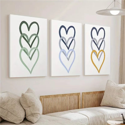 3pcs Green Abstract Love Painting Wall Art Set Canvas Framed 50x70cm - High Quality Print 100% Australian Made Wall Canvas Ready to Hang