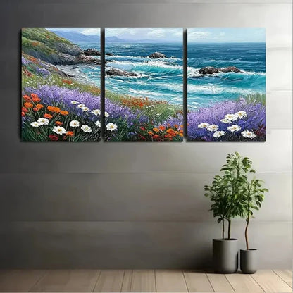 3pcs Deep Blues And Greens Modern  Wall Art Set Canvas Unframed - High Quality Print 100% Australian Made Wall Canvas - Bella Home Decor