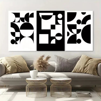 3pcs White & Black Abstract Wall Art Set Canvas Unframed - High Quality Print 100% Australian Made Wall Canvas