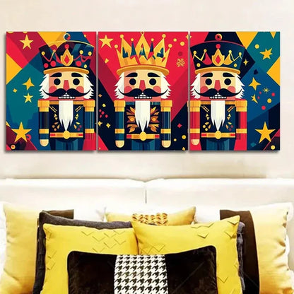 3pcs Art Deco Nutcracker Cartoon Wall Art Set Canvas Unframed - High Quality Print 100% Australian Made Wall Canvas - Bella Home Decor