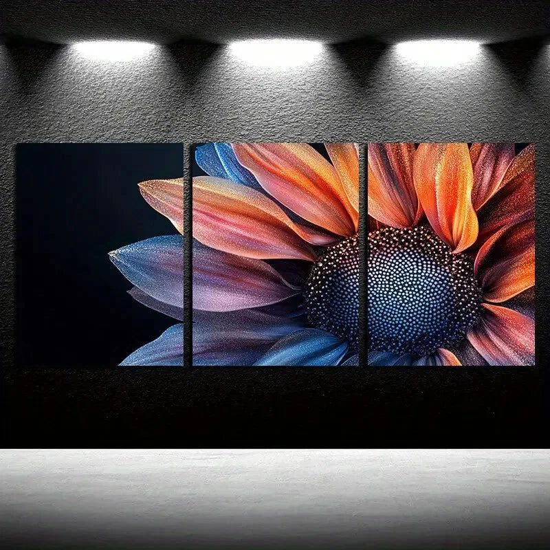 3pcs Vibrant Beautiful Sunflowers Modern Design Metal Print Ready to Hang Art - Bella Home Decor