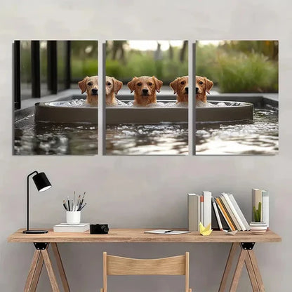 3pcs Painting Dog Humorous Aesthetic   Wall Art Set Canvas Unframed - High Quality Print 100% Australian Made Wall Canvas