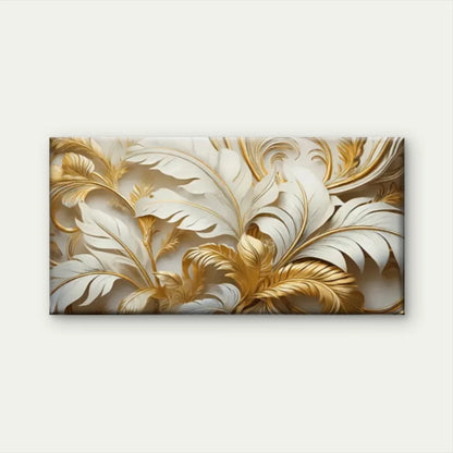 Giant Golden Leaves Flowers Wall Art Canvas Office Home Room Framed 120x60cm