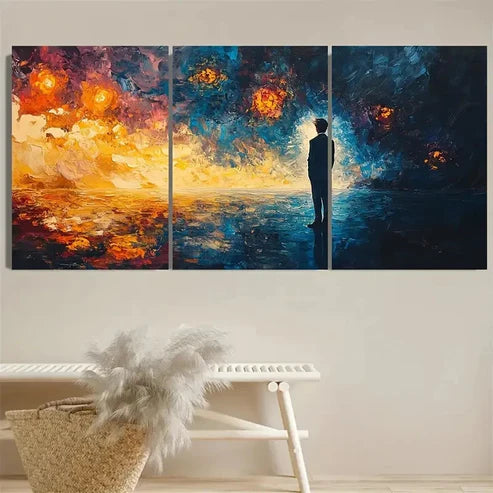 3pcs Vibrant Night Sky & Sunset Design Wall Art Set Canvas Unframed - High Quality Print 100% Australian Made Wall Canvas - Bella Home Decor