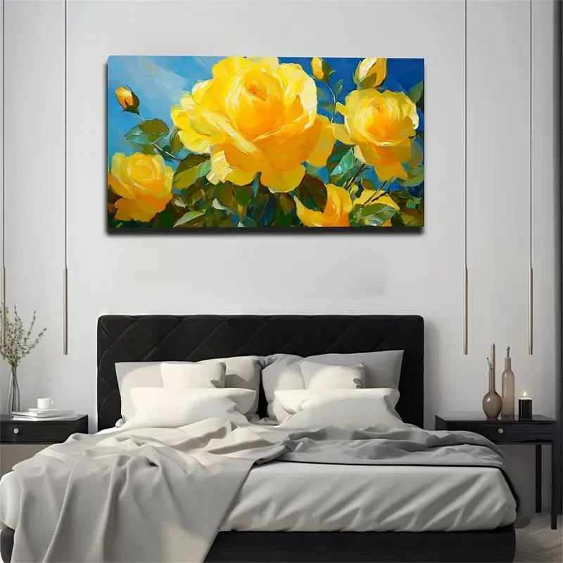 Characteristic Yellow Wall Art Canvas Office Home Room Framed 120x60cm