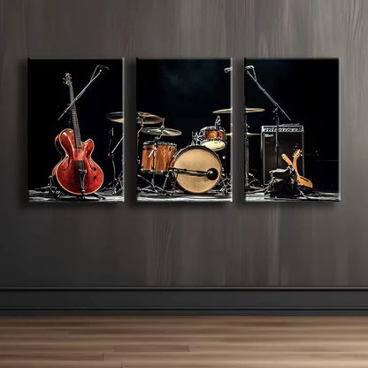3pcs Band instrument Wall Art Set Canvas Framed 60x90cm - High Quality Print 100% Australian Made Wall Canvas Ready to Hang - Bella Home Decor