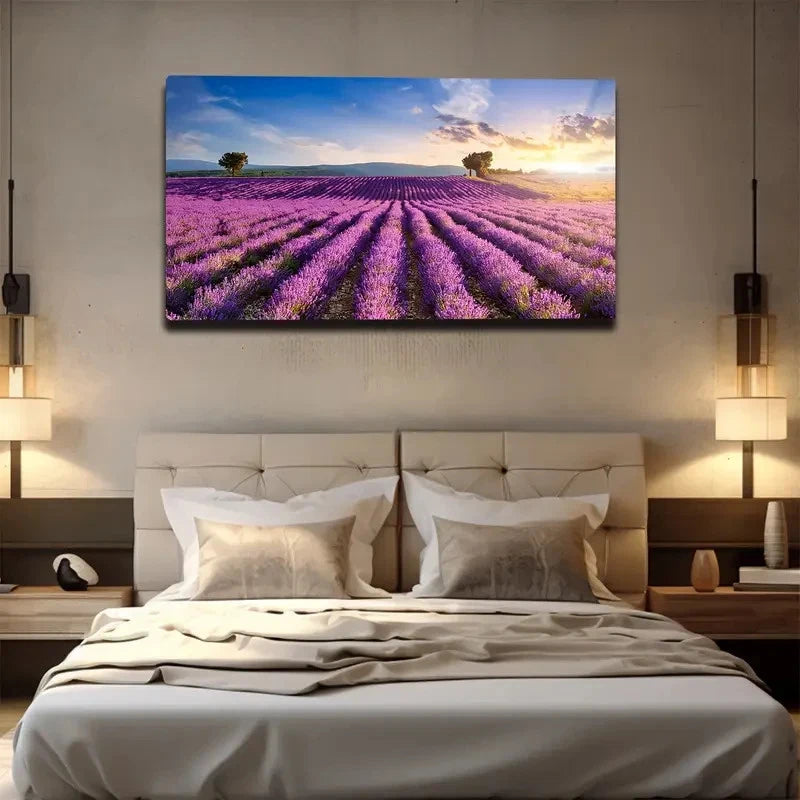 Lavender Fields Wall Art Canvas Office Home Room Framed 120x60cm
