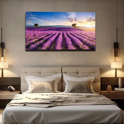 Lavender Fields Wall Art Canvas Office Home Room Framed 120x60cm
