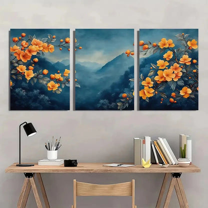 3pcs Vintage Inspire Botanical Textile Poster Art Metal Print Ready to Hang Art