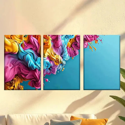 3pcs Interesting Colorful Abstract Paint Wall Art Set Canvas Unframed – High Quality Print 100% Australian Made Wall Canvas