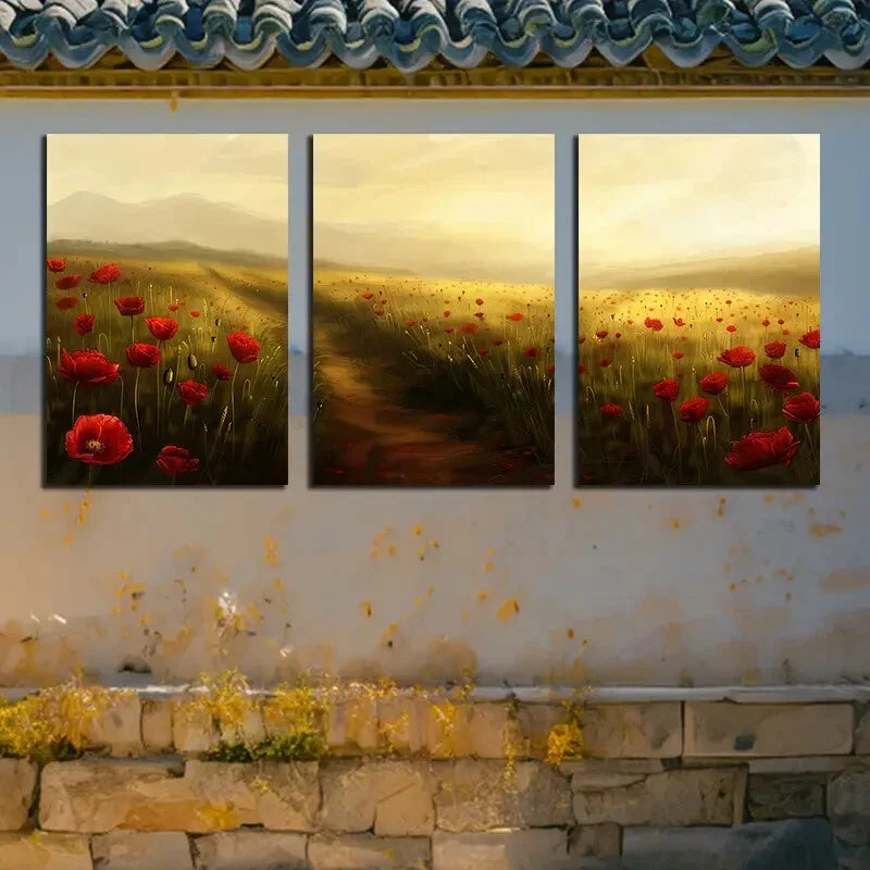 3pcs Vibrant Charming Floral Grassland Design Metal Print Ready to Hang Art - Bella Home Decor