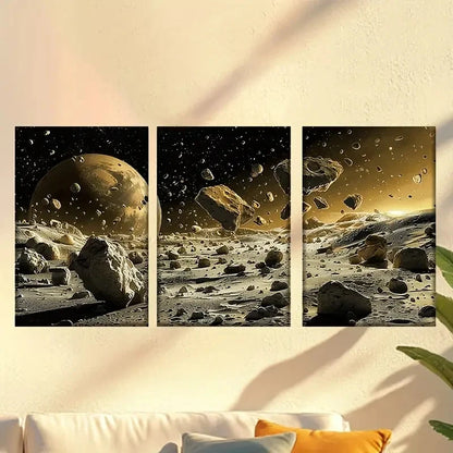 3pcs Planetary Collision Scene, Space-Themed 50x70cm - High Quality Print 100% Australian Made Wall Canvas Ready to Hang