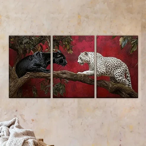 3pcs Two Black and White Cats Wall Art Set Canvas Unframed - High Quality Print 100% Australian Made Wall Canvas