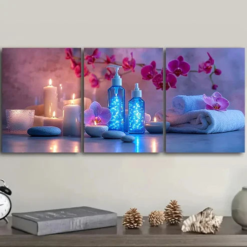 3pcs Spa candle Wall Art Set Canvas Unframed - High Quality Print 100% Australian Made Wall Canvas