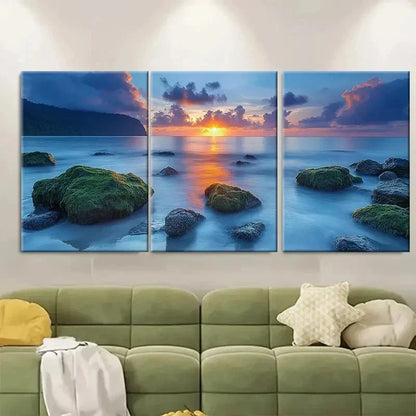 3pcs Long Exposure Seascape At GY Wall Art Set Canvas Framed 60x90cm - High Quality Print 100% Australian Made Wall Canvas Ready to Hang