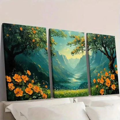 3pcs Original Floral Landscape EO  Wall Art Set Canvas Unframed - High Quality Print 100% Australian Made Wall Canvas - Bella Home Decor
