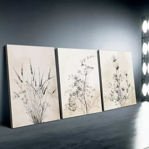 3pcs Floral & Ink Plant Wall Art Set Canvas Unframed - High Quality Print 100% Australian Made Wall Canvas