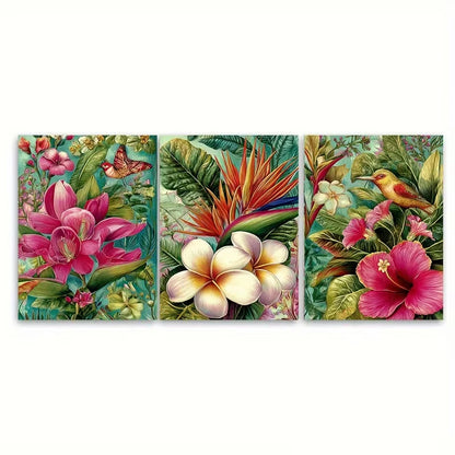 3pcs Guyana Travel Floral Tropical Metal Print Ready to Hang Art