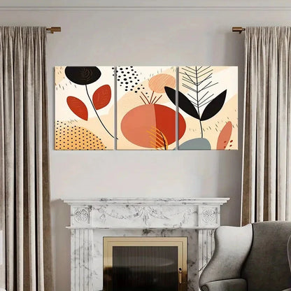 3pcs Abstract Floral Geometric Patterns Art Metal Print Ready to Hang Art - Bella Home Decor