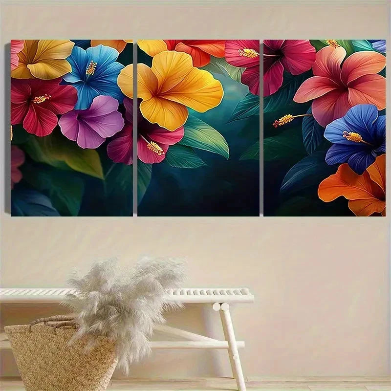 3pcs Tropical Flower ArranSynthetic Wall Art Set Canvas Framed 40x60cm - High Quality Print 100% Australian Made Wall Canvas Ready to Hang - Bella Home Decor