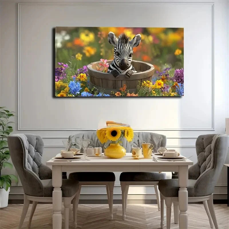 Bucket Vibrant Wildflowers Wall Art Canvas Office Home Room Framed 120x60cm - Bella Home Decor