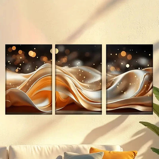 3pcs a Golden and white with a lot of lights Wall Art Set Canvas Framed 40x60cm - High Quality Print 100% Australian Made Wall Canvas Ready to Hang
