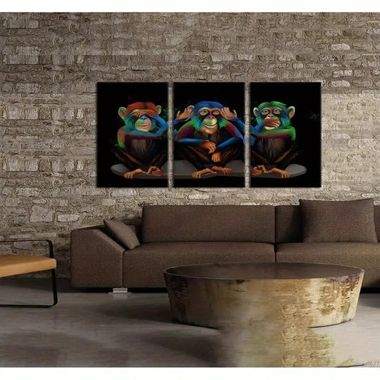3pcs See No Evil Hear No Evil Speak No Evil Metal Print Ready to Hang Art