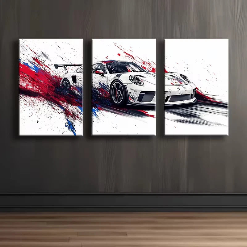 3pcs Luxurious Racing car Wall Art Set Canvas Framed 50x70cm - High Quality Print 100% Australian Made Wall Canvas Ready to Hang