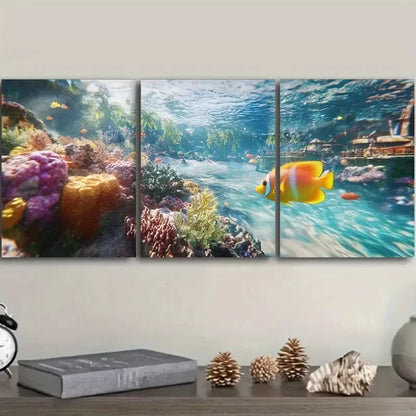 3pcs Deco Sea Creatures Wall Art Set Canvas Framed 40x60cm - High Quality Print 100% Australian Made Wall Canvas Ready to Hang - Bella Home Decor