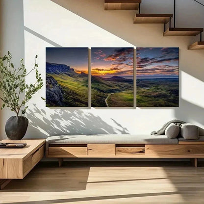 3pcs Plateau Mountain Natural Landscape Wall Art Set Canvas Framed 50x70cm - High Quality Print 100% Australian Made Wall Canvas Ready to Hang