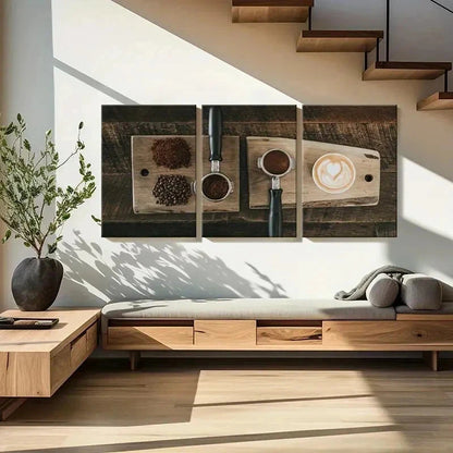 3pcs Coffee Latte Art & Coffee Beans Wall Art Set Canvas Framed 40x60cm - High Quality Print 100% Australian Made Wall Canvas Ready to Hang - Bella Home Decor