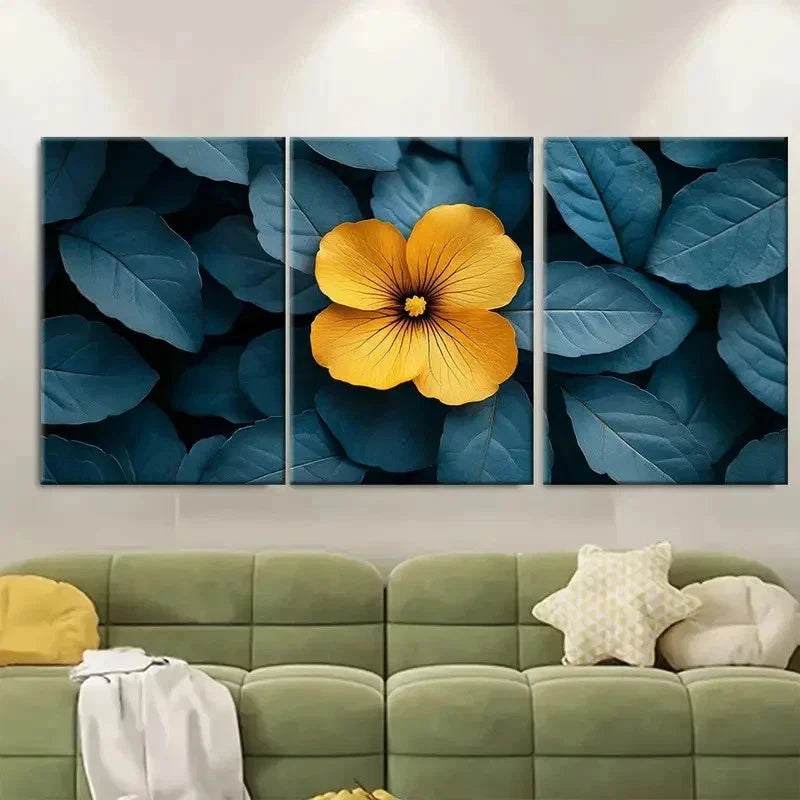 3pcs Exotic Yellow Flower Foliage Picture DT   Wall Art Set Canvas Framed 40x60cm - High Quality Print 100% Australian Made Wall Canvas Ready to Hang - Bella Home Decor