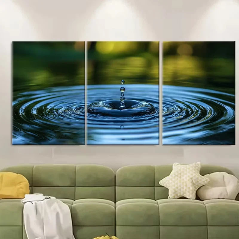 3pcs Circular Water Ripples Metal Print Ready to Hang Art - Bella Home Decor