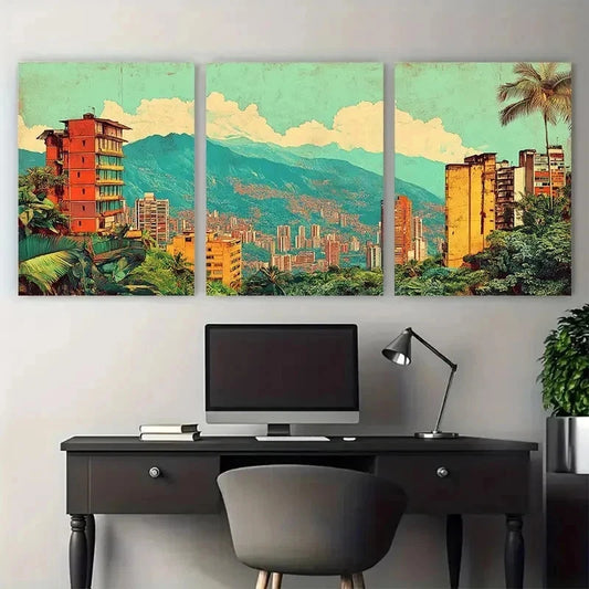 33pcs Vintage Medellin Colombia Perfect Wall Art Set Canvas Framed 40x60cm - High Quality Print 100% Australian Made Wall Canvas Ready to Hang