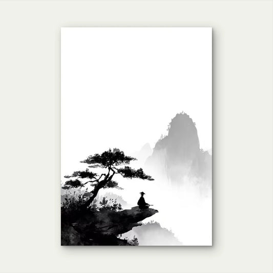Landscape with Bonsai Tree & Mountain 60x90cm Metal Print Ready to Hang