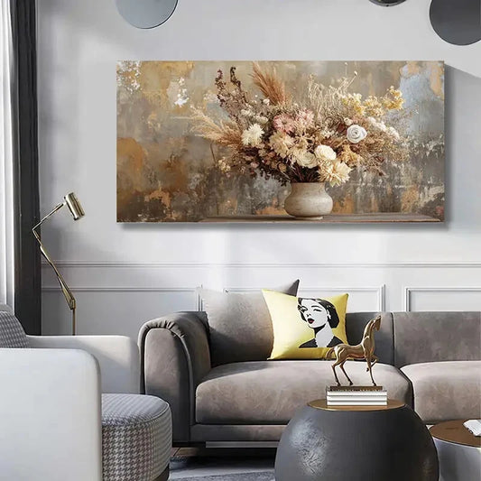 Vintage Farmhouse Floral Wall Art wall canvas office home room framed 120x60cm