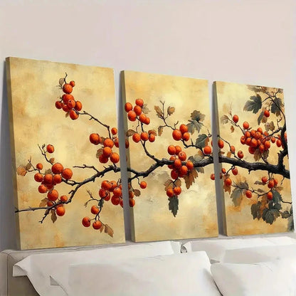 3pcs Cherry Blossoms and Fruits AD      Wall Art Set Canvas Framed 60x90cm - High Quality Print 100% Australian Made Wall Canvas Ready to Hang - Bella Home Decor