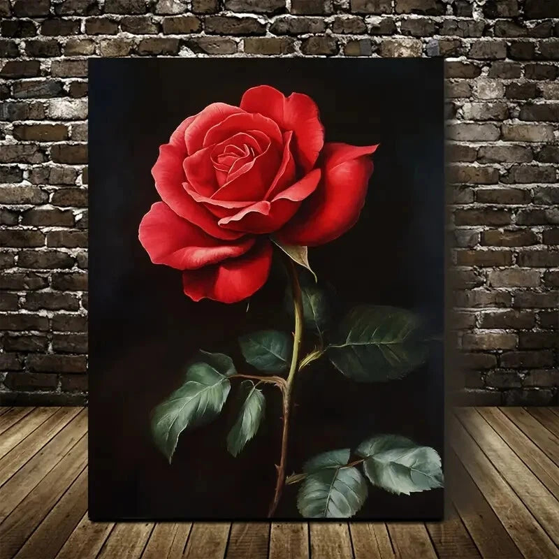 Beautiful Carnation Colorful Vibrant Red Rose Painting 40x60cm Metal Print Ready to Hang - Bella Home Decor