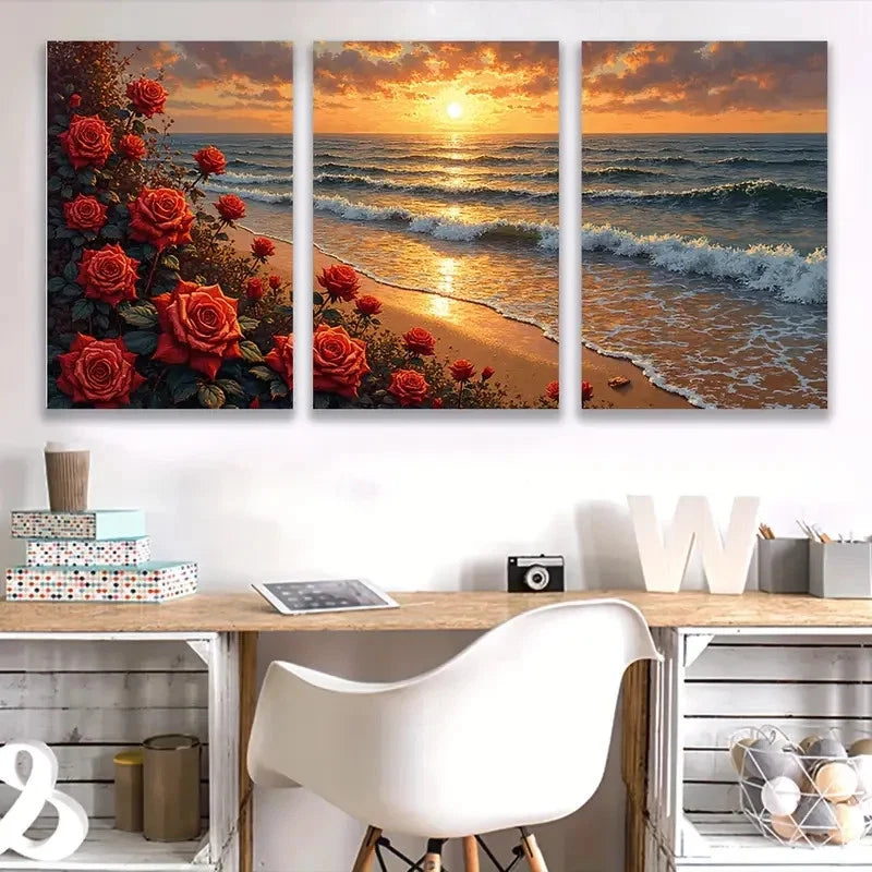 3pcs Turquoise Bay Sunset Beach Australia  Wall Art Set Canvas Framed 60x90cm - High Quality Print 100% Australian Made Wall Canvas Ready to Hang - Bella Home Decor