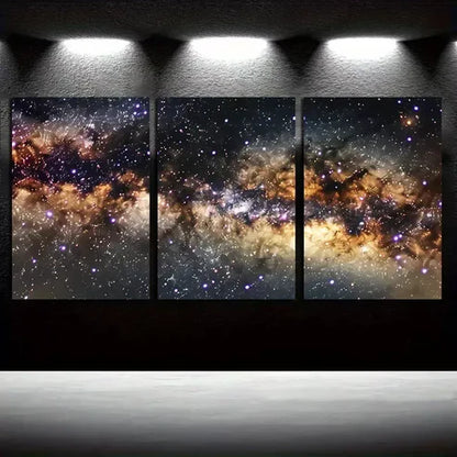 3pcs Panoramic View of The Milky Way Galaxy Canvas Unframed - High Quality Print 100% Australian Made Wall Canvas