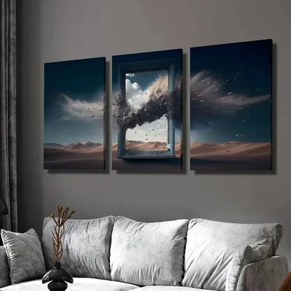3pcs Explosion Fragments Synthesized From Window Wall Art Canvas Unframed - High Quality Print 100% Australian Made Wall Canvas