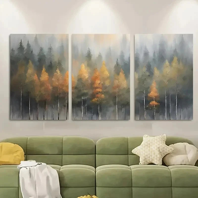 3pcs Fall Forest RusticAutumn Metal Print Ready to Hang Art