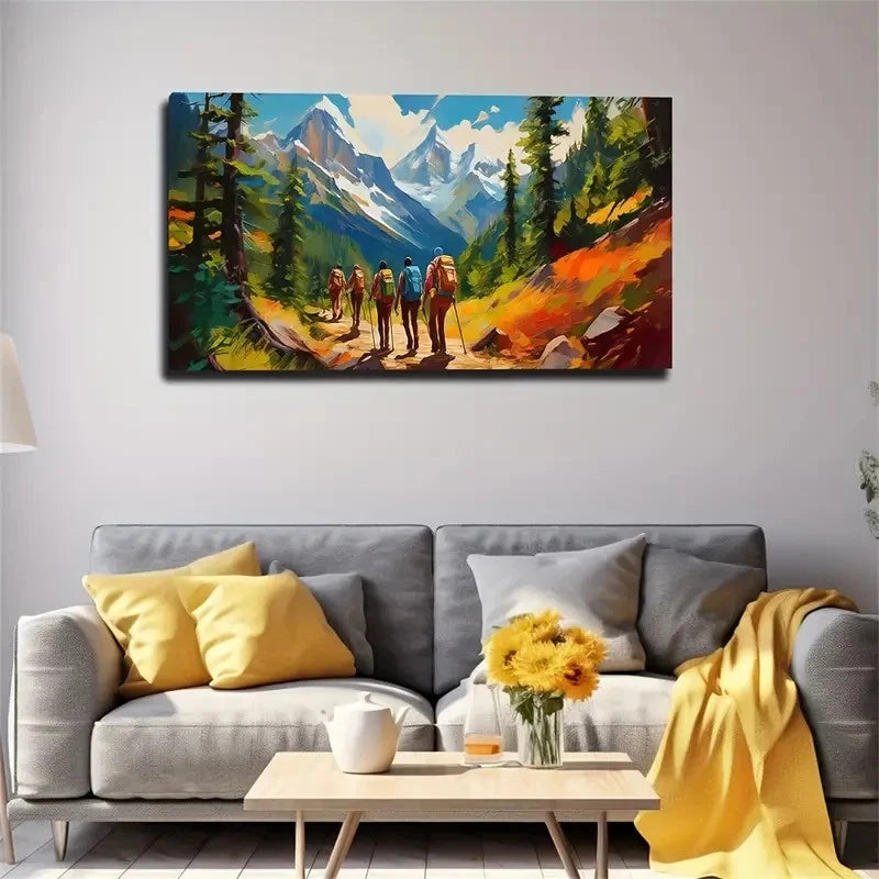 Mountaineering Team Brave Wall Art Canvas Office Home Room Framed 120x60cm