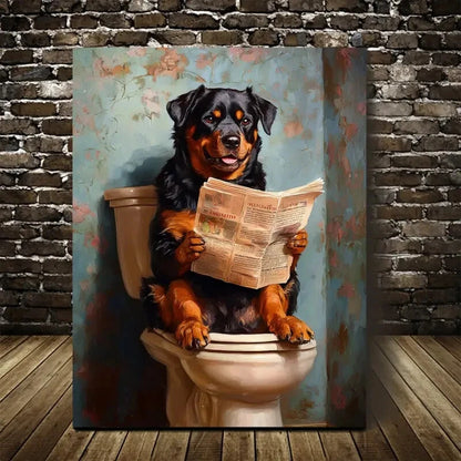 Contemporary Rottweiler Dog Painting 40x60cm Metal Print Ready to Hang - Bella Home Decor