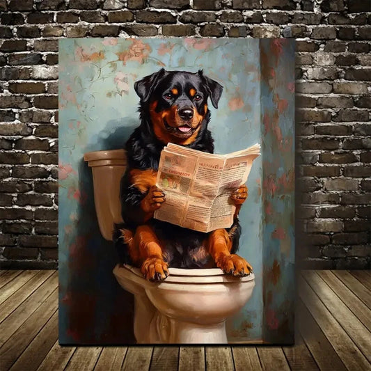 Contemporary Rottweiler Dog Painting 40x60cm Metal Print Ready to Hang - Bella Home Decor