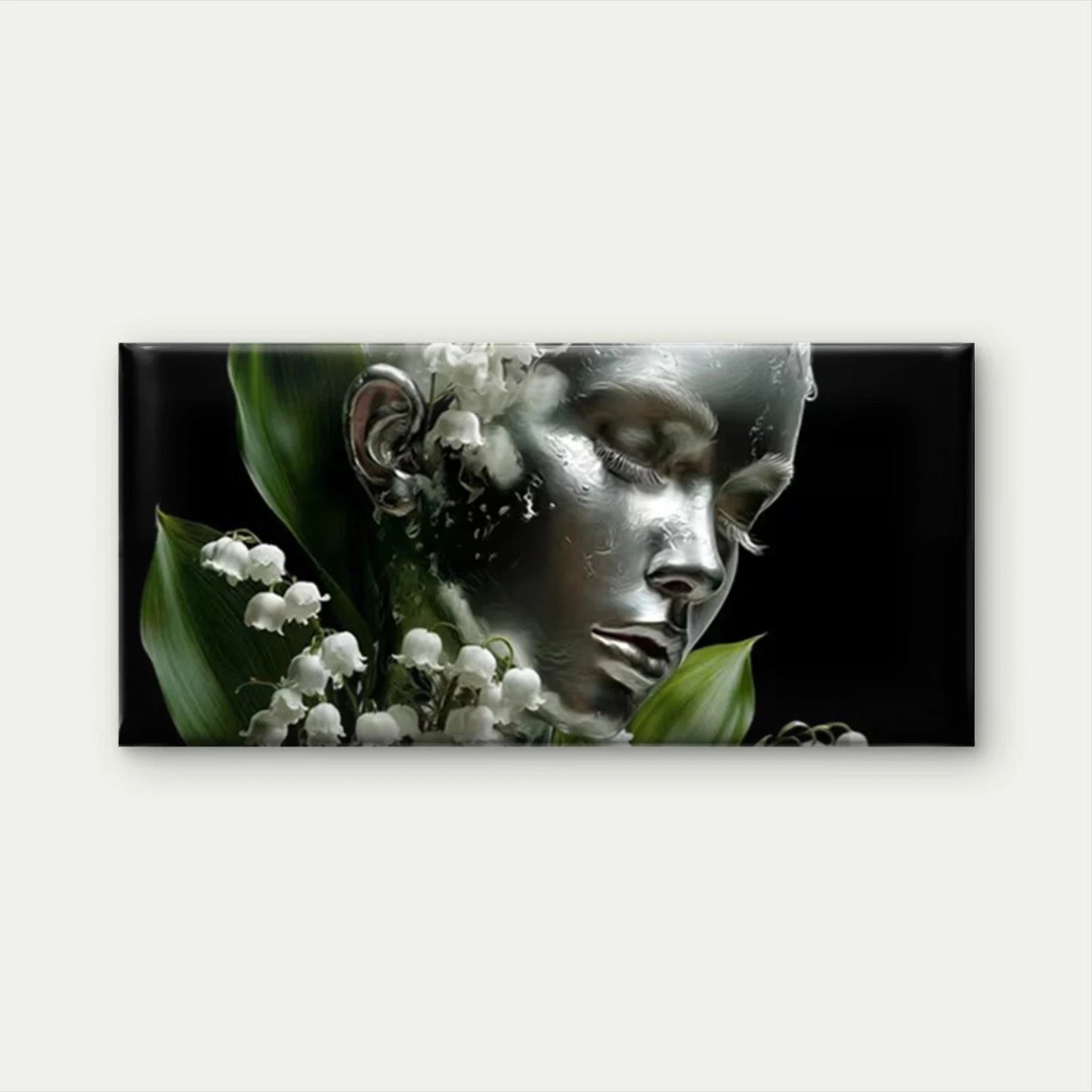 Lily of the Valley Botanical Wall Art Canvas Office Home Room Framed 120x60cm