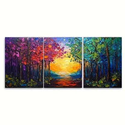 3pcs Vibrant Abstract Forest Nature Wall Art Set Canvas Framed 50x70cm - High Quality Print 100% Australian Made Wall Canvas Ready to Hang